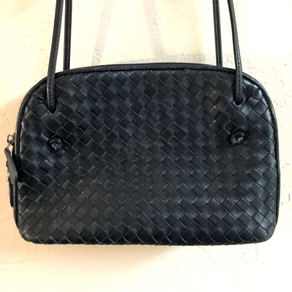 Woven Leather Crossbody Shoulder Bag Brown